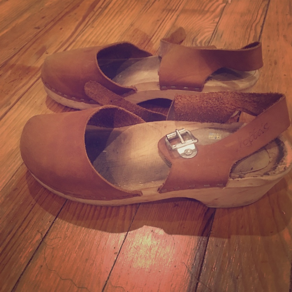 Tan Swedish clogs! Used but tons of life in them